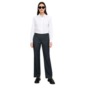 Express Blue Chambray  Editor Trousers Size 8R 32in Waist 32in Inseam